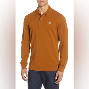 Lacoste Classic Fit Long Sleeve Piqué Polo in Six Cookie - Size XS
